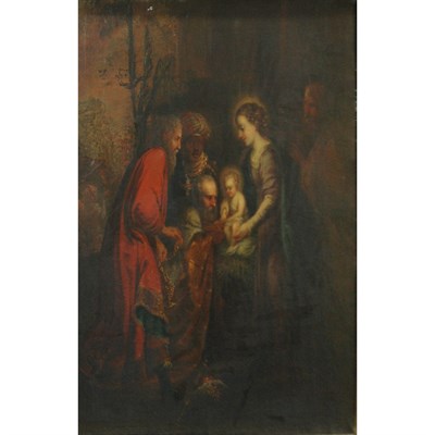 Lot 60 - Follower of Rembrandt van Rijn Adoration of...