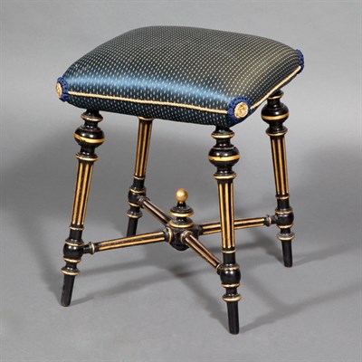 Lot 514 - Napoleon III Black and Gold Painted Stool The...