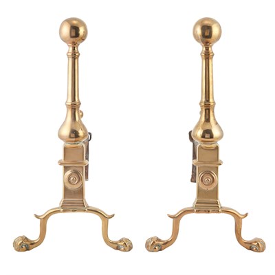 Lot 209 - Pair of Queen Anne Bell Metal Andirons 18th...