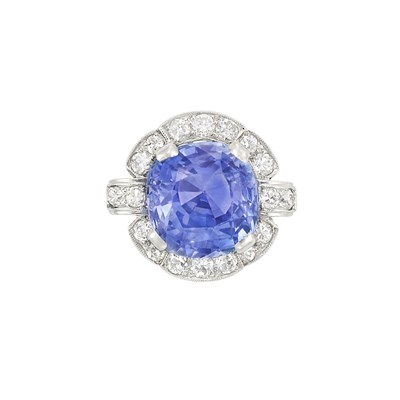Lot 203 - Platinum, Sapphire and Diamond Ring
