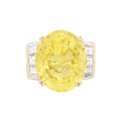 Lot 84 - Gold, Yellow Sapphire and Diamond Ring