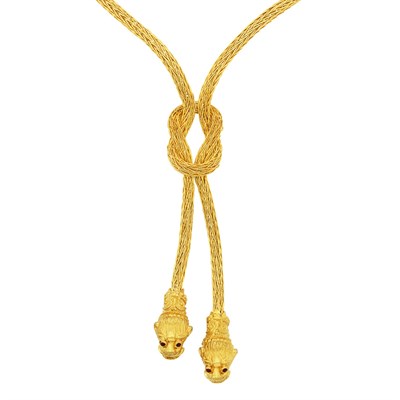 Lot 29 - Braided Gold Lariat Necklace, Ilias Lalaounis