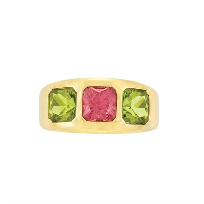 Lot 21 - Gold, Peridot and Pink Tourmaline Ring, Van Cleef & Arpels, France