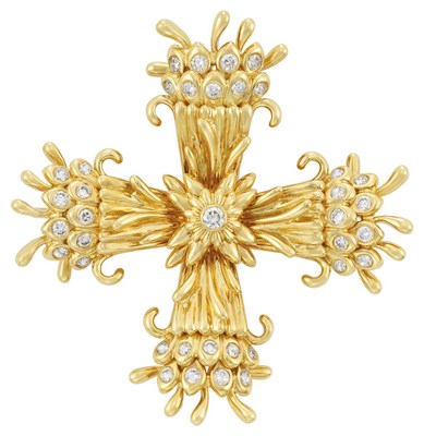 Lot 8 - Gold and Diamond Maltese Cross Clip-Brooch, Tiffany & Co, Schlumberger