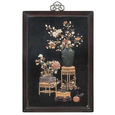 Lot 394 - Chinese Inlaid Lacquer Wall Panel Of...