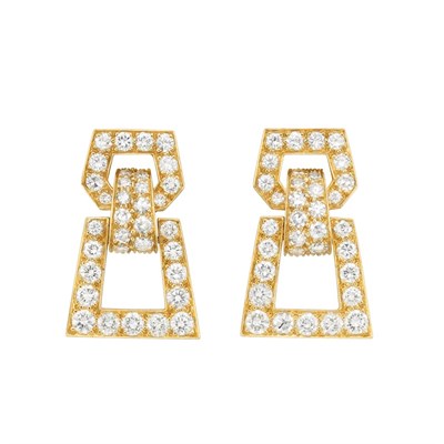 Lot 297 - Pair of Gold and Diamond Earclips, David Webb