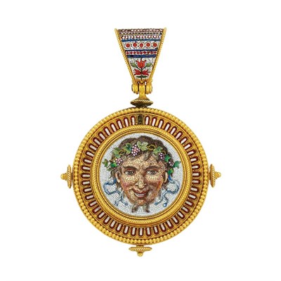 Lot 155 - Antique Gold and Micromosaic Pendant