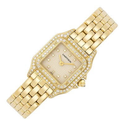 Lot 291 - Gold and Diamond 'Panther' Wristwatch, Cartier
