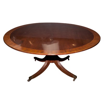 Lot 124 - Regency Style Banded Mahogany Pedestal Dining...