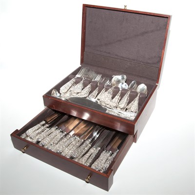 Lot 185A - Assembled Repousse Sterling Silver Flatware...