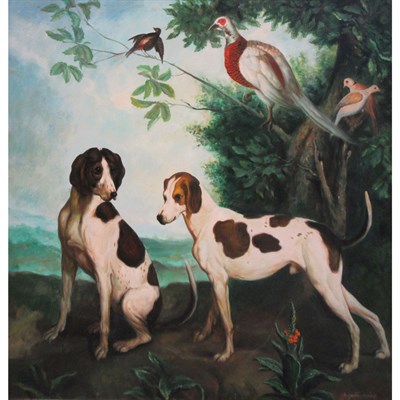 Lot 110 - 20th Century School Two Hounds in a Landscape...