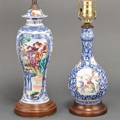 Lot 229 - Two Chinese Famille Rose Porcelain Lamps...