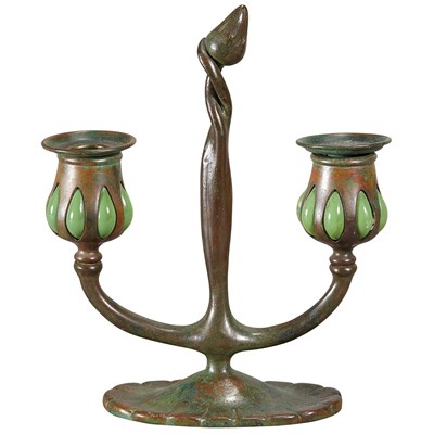 Lot 427 - Tiffany Studios Reticulated Bronze and Green...