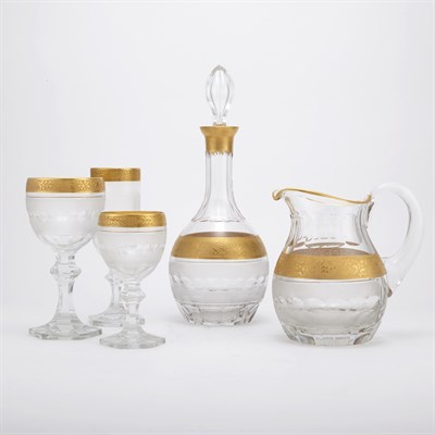 Lot 518 - Blown, Cut and Gilt Decorated Glass Stemware...