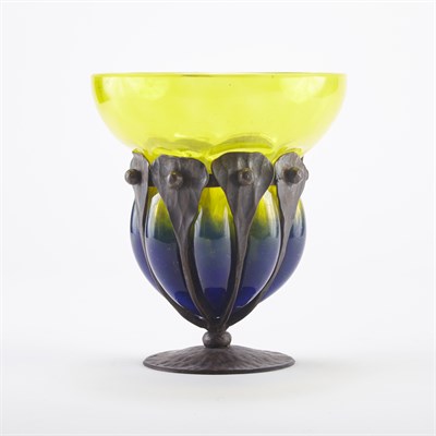 Lot 391 - Schneider Art Deco Iron and Blow Out Glass...