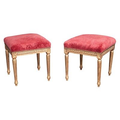 Lot 519 - Pair of Louis XVI Style Carved and Giltwood...