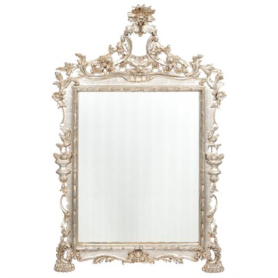 Lot 113 - Italian Rococo Style Silvered Wood Mirror The...
