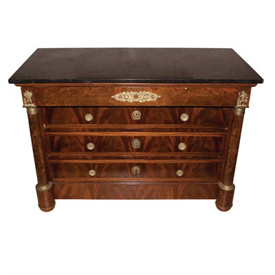 Lot 410 - Empire Style Marble Top Mahogany Commode...