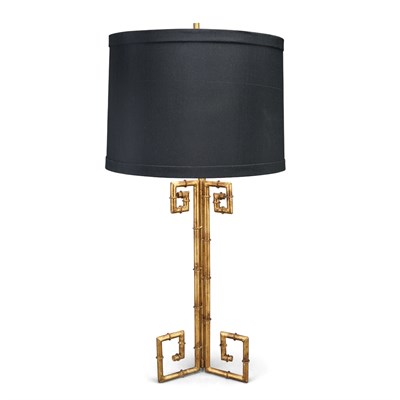 Lot 193 - Pair of Gilt-Metal Bamboo-Form Lamps Each with...