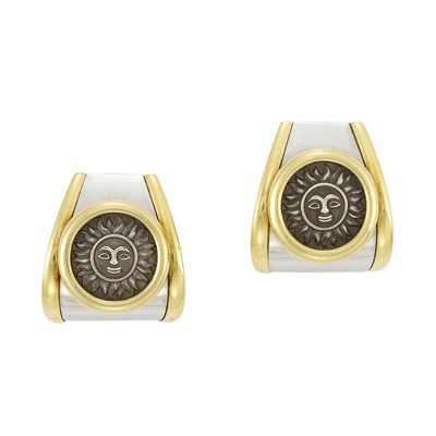 Lot 261 - Pair of Gold, Steel and Silver Earclips, Marina B