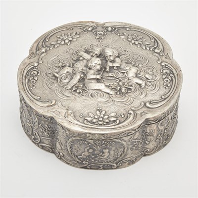 Lot 318 - German Silver Covered Dresser Box Diameter 6...