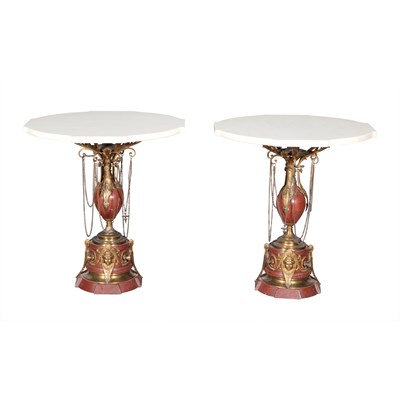 Lot 282 - Pair of Neoclassical Style White Marble Top...