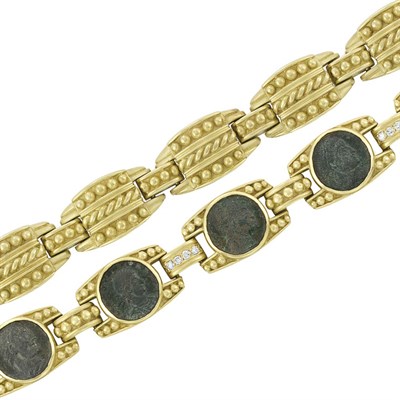 Lot 262 - Gold, Coin and Diamond Bracelet and Gold Bracelet, Judith Ripka