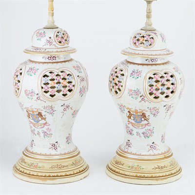 Lot 387 - Pair of Samson Chinese Famille Rose Style...