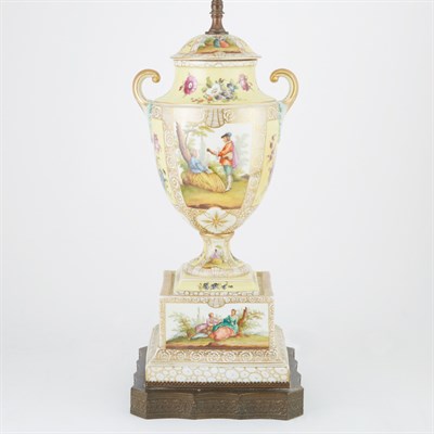 Lot 426 - Pair of Continental Figure Decorated Yellow...