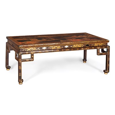 Lot 435 - Chinese Gilt Decorated Lacquered Low Table...