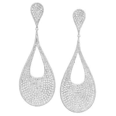 Lot 62 - Pair of White Gold and Diamond Pendant-Earrings
