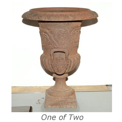 Lot 462 - Two Painted Iron Urns One with a handle....