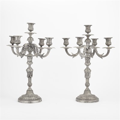 Lot 283 - Pair of Louis XVI Style Silvered Brass...