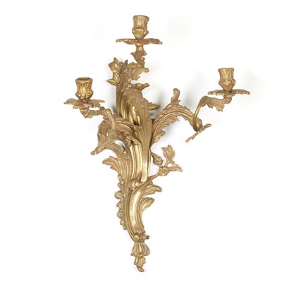 Lot 570 - Pair of Louis XV Style Gilt-Metal Three-Light...