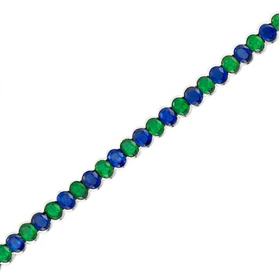Lot 320 - White Gold, Tsavorite Garnet and Sapphire Bracelet
