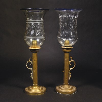 Lot 365 - Pair of Victorian Brass Candlesticks with...