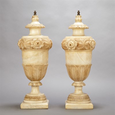 Lot 272 - Pair of Neoclassical Style Carved Alabaster...