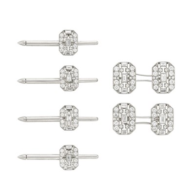 Lot 363 - White Gold and Diamond Dress Set