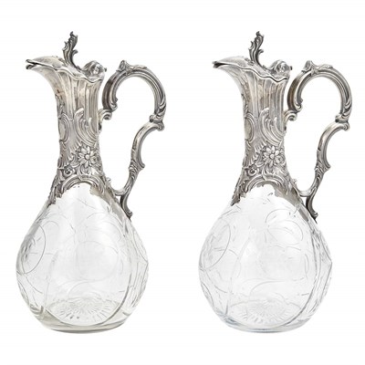 Lot 246 - Pair of French Silver Mounted Glass Claret...