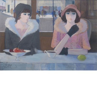 Lot 42 - Charles Levier French, 1920-2003 Le Cafe...