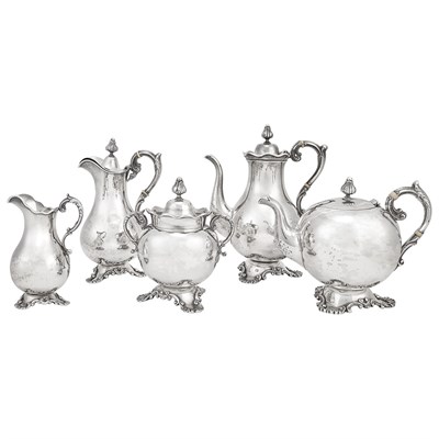 Lot 173 - American Coin Silver Tea and Coffee Service of...