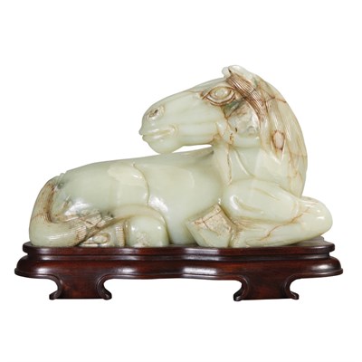 Lot 212 - Chinese Jade Figure of a Recumbent Horse On a...