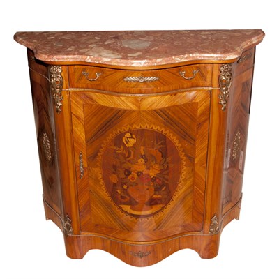 Lot 326 - Louis XVI Style Marble Top Inlaid Cabinet...