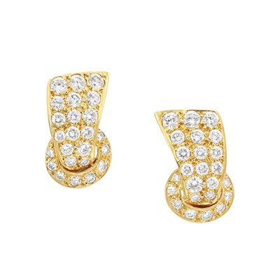 Lot 186 - Pair of Gold and Diamond Earrings, Van Cleef & Arpels, France