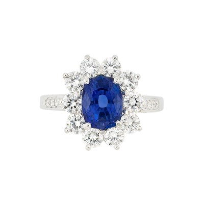 Lot 371 - Platinum, Sapphire and Diamond Ring