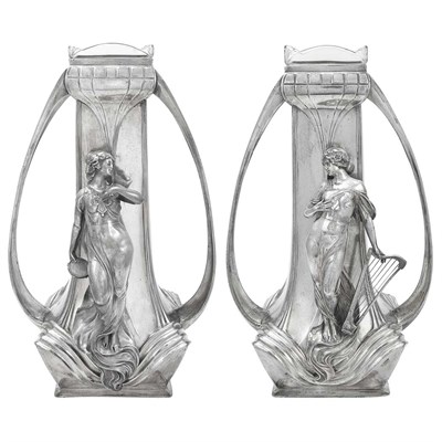 Lot 229 - Pair of WMF Art Nouveau Silver Plated Figural...