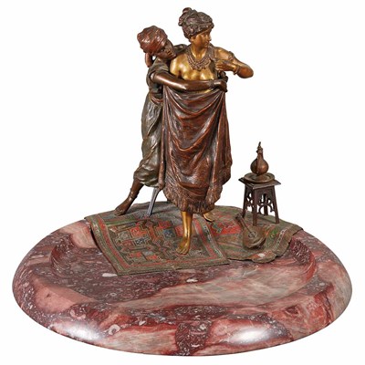 Lot 560 - Austrian Cold Painted Bronze and Marble Erotic...