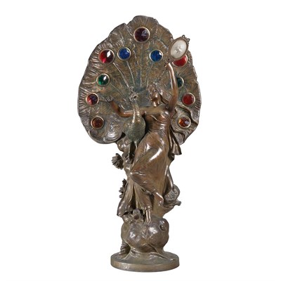 Lot 408 - French Art Nouveau Bronze Lamp After a model...