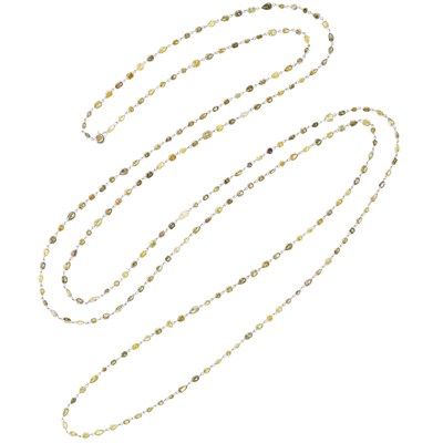 Lot 303 - Long Platinum and Multicolored Diamond Chain Necklace