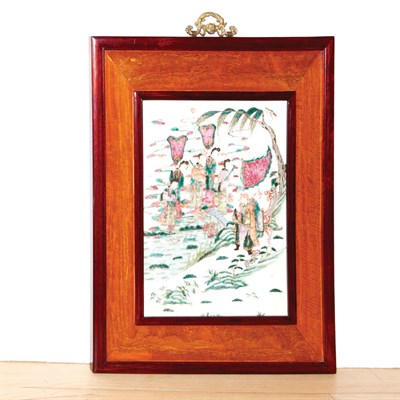 Lot 453 - Framed Chinese Famille Rose Framed Porcelain...